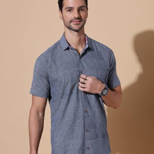 Single Thread Light Orange Khadi Shirt