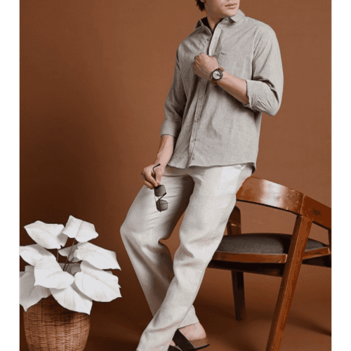 Single Thread Light Grey Khadi Shirt